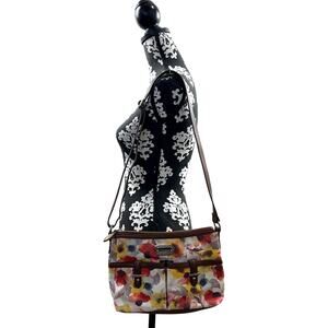 Women's Designer Chaps Ralph Lauren Floral Faux Leather CrossBody Shoulder Purse